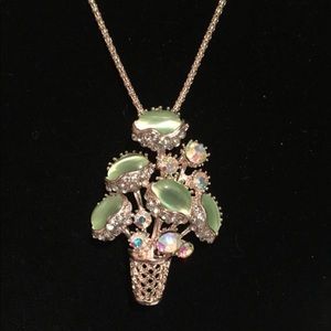 Green Cactus sweater necklace